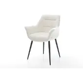DELIFE Esszimmerstuhl Kaira-Flex Bouclé Soft Beige 4-Fuß konisch Schwarz