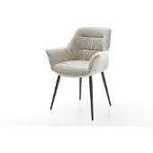 DELIFE Esszimmerstuhl Kaira-Flex Webstoff Soft Beige 4-Fuß konisch Schwarz
