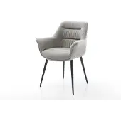 DELIFE Esszimmerstuhl Kaira-Flex Strukturstoff Soft Grau 4-Fuß konisch Schwarz