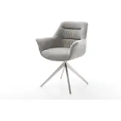 DELIFE Drehstuhl Kaira-Flex Strukturstoff Soft Grau Kreuzgestell breit Edelstahl 360° drehbar Wippfunktion