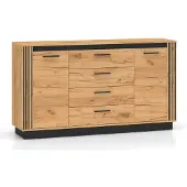 Feldmann-Wohnen Kommode Urso Sideboard Gold Craft Eichel schwarz Ausführung wählbar,160cm