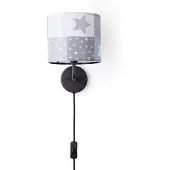 Paco Home Wandleuchte "Cosmo 345", schwarz, 1, Ø 18cm H: 26,5cm, Leuchten, Kinderlampe Wandlampe Schalter Ø 18cm Sterne Punkte Kabellänge 3m E14, Wandleuchte