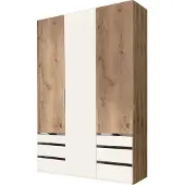 Fresh To Go Kleiderschrank Level Drehtürenschrank plankeneiche weiß 150x58x236cm (18034)