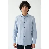 Jack & Jones Langarmhemd "JPRBLAPARKER LINEN BLEND L/S SHIRT SN", Herren, Gr. XL, N-Gr, chambray blau, Web, Obermaterial: 55% Leinen, 45% Baumwolle, unifarben, regular fit normal, Hemden Langarmhemd