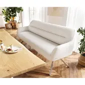 DELIFE Esszimmerbank Taya-Flex 200 cm Bouclé Creme-Weiß Kreuzgestell kantig Edelstahl Taschenfederkern