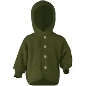 Engel - Kinder Kapuzenjacke mit Holzknöpfen - Wolljacke Gr 110/116 oliv