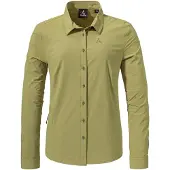 Schöffel Outdoorbluse SCHÖFFEL "Hiking Blouse Style Dunajec WMS", Damen, Gr. 42, grün (4605, grün), Oberstoff: 85% Polyester 15% Elasthan, Basic, V-Ausschnitt, Blusen Outdoorbluse