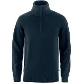 Fjällräven - Övik Lite Half Zip - Wollpullover Gr S blau
