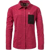 Schöffel Outdoorbluse SCHÖFFEL "Bike Blouse Style Jalpuh WMS", Damen, Gr. 38, rot (3750, rot), Oberstoff: 81% Polyester 14% Nylon 5% Elasthan, bequem, V-Ausschnitt, Blusen Outdoorbluse