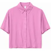 Mazine - Women's Short Sleeve Viscose Shirt - Bluse Gr M rosa/weiß