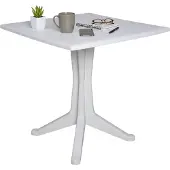 Dmora Gartentisch Trani, Feststehender quadratischer Tisch, Mehrzweck-Gartentisch, 100 % Italy, 70x70h72 cm, Weiß
