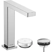 Hansgrohe Tecturis E Einhebel-Waschtischmischer 150, 2-Loch, Ablaufgarnitur unverschließbar, Ausladung 158mm, EcoSmart+, CoolStart, 73053000, Farbe: Chrom