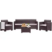 Dmora Lounge-Set für den Außenbereich Venus, 100 % Italy, Braun