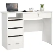 Dmora Schreibtisch Eliane 109,3x48,5x75,6h cm Weiß 3 Schubladen