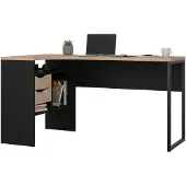 Dmora Schreibtisch Patience 145.1x81x76.8h cm Schwarz 2 Schubladen