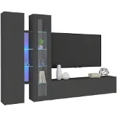 Dmora Wohnzimmermöbel Dimitri, 100% Italy, cm 280x30h180, Anthrazit