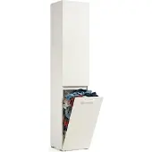 Dmora Mehrzweck-Kleiderschrank mit 2 Türen Agapanto, Wäscheschrank mit 2 Türen, Badezimmersäule mit Wäschekorb, 100 % Italy, 45 x 37 x 195 cm, Weiß