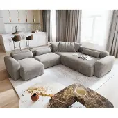 DELIFE Wohnlandschaft Freestyle Pure 360x290 cm Strukturstoff Soft Grau