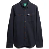 Superdry für Herren. M4010723A Flanell-Arbeitshemd navy (XXL), Lässig, Langarm, Bio-Baumwolle, Nachhaltig, Marine