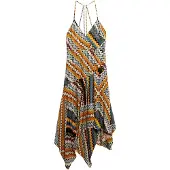 Superdry für Damen. W8011881A Mehrfarbiges Premium-Kleid mit Taschentuch-Saum (S), Lässig, Viskose, Ärmellos / Hosenträger