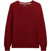 Superdry für Damen. W6110672A Entspannter Rippenstrickpullover kastanienbraun (XL), Rot, Lässig, Baumwolle