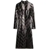 Superdry für Damen. W8011850A Schwarzes Chevron-Kleid mit offenem Rücken (S), Party, Polyester, Langarm