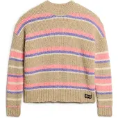 Superdry für Damen. W6110584A Beige gestreifter Pullover mit Rundhalsausschnitt (S), Lässig, Acryl