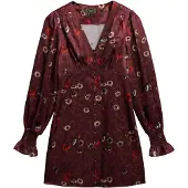 Superdry für Damen. W8012005A Granatfarbenes Jacquard-Kleid (S), Lässig, Kastanienbraun, Viskose, Langarm