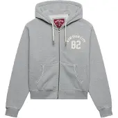 Superdry für Damen. W2012712A Graue Relaxed Crop Kapuzenjacke mit Reißverschluss (S), Lässig, Baumwolle