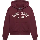 Superdry für Damen. W2012712A Kapuzensweatshirt mit Reißverschluss Relaxed Crop bordeauxrot (XS), Lässig, Baumwolle