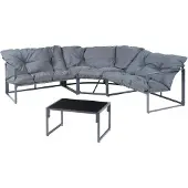 Casa.pro Loungeset 'Karg' Sofa mit Couchtisch Kissen Dunkelgrau