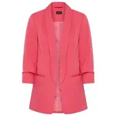 Laura scott Longblazer , Damen, Gr. 44, pink (hellrot), Web, Obermaterial: 90% Polyester, 10% Elasthan. Futter: 100% Polyester, figurbetont hüftbedeckend, Blazer Longblazer, mit gerafften Ärmeln