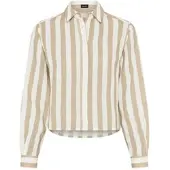 Laura scott Hemdbluse , Damen, Gr. 38, beige (braun gestreift), Web, Obermaterial: 100% Polyester, gestreift, Blusen Hemdbluse, feminin für verschiedene Anlässe, aus Webmaterial, aus Polyester