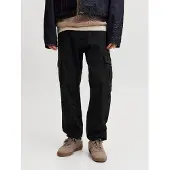 Jack & Jones Cargohose "JPSTKANE DYLAN CUFFED CARGO RET", Herren, Gr. M, N-Gr, schwarz, Web, Obermaterial: 98% Baumwolle, 2% Elasthan, unifarben, relaxed fit knöchellang, Hosen Cargohose