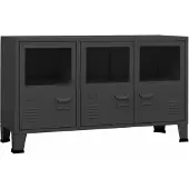 vidaXL Industrial Sideboard Anthrazit 105x35x62 cm Metall und Glas