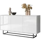 Lookway SIDEBOARD SANAYI auf schwarzem Gestell, Hochglanz Weiß