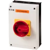 Eaton 207365 Sicherheitsschalter, P3, 63 A, 3-polig + N, NOT-AUS-Funktion, mit rotem Drehgriff und gelbem Sperrkranz, abschließbar in 0-Stellung mit