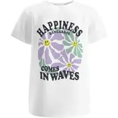 Kangaroos T-Shirt "HAPPINESS COMES", Mädchen, Gr. 152/158, weiß, Single Jersey, Obermaterial: 100% Baumwolle, bedruckt, Basic, Rundhals, Shirts T-Shirt, großer Frontprint, Topseller