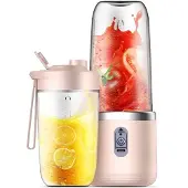 INF Tragbarer, wiederaufladbarer Entsafter mit 6 Klingen - 400ml für Unterwegs Rosa