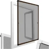 TecTake Fliegengitter mit Aluminiumrahmen, 100x120 cm, zuschneidbar, wetterfest, ohne Bohren und Schrauben, inkl. Montagematerial und Haken, in braun