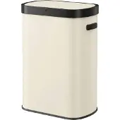 Songmics Mülleimer mit Sensor, automatischer Abfalleimer 50 L, Softclose-Deckel, Stahl, creme