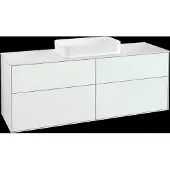 Villeroy & Boch Finion Waschtischunterschrank, 4 Auszüge, mit integrierter Beleuchtung, mit Hahnloch, 1600x603x501mm, Glass White Matt, G32100GF, Farbe: Glossy White Lacquer
