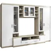AX Living Parisca Wohnwand mit viel Stauraum 340cm, sonoma eiche/weiß
