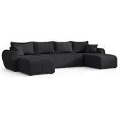 AX Living Malatya U Couch mit Schlaffunktion Ecksofa Schwarz modern 311cm