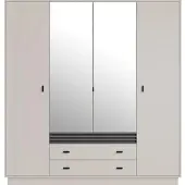 Masseno Drehtürenschrank PUNTO 200/210/56cm 4-türig mit Spiegel Kaschmir