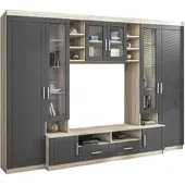 AX Living Parisca Wohnwand mit viel Stauraum 340 sonoma eiche/graphit