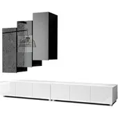 AX Living Anbauwand Wohnzimmer Kossana 11 – 300cm Breite, Schwarz/Weiß