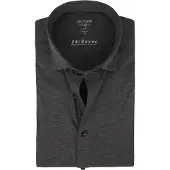 Olymp Businesshemd "Level Five body fit Jerseyshirt", Herren, Gr. 45, N-Gr, grau (anthrazit), Web, Obermaterial: 92% Baumwolle, 8% Elasthan, schmal, Hemden Businesshemd, in Jersey Qualität