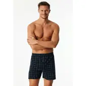 Schiesser Boxershorts "Fine Interlock", Herren, Gr. 4, blau (804, blau), Interlock, Obermaterial: 100% Baumwolle, Unterhosen Boxershorts, elastischer Bund, kariert, Baumwolle, weich