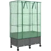 vidaXL Gartenplanter mit Gewächshausabdeckung und Rädern 2 stk. PP